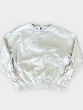 Nike Mini Swoosh Crewneck Sweatshirt Cream Oversized Size M